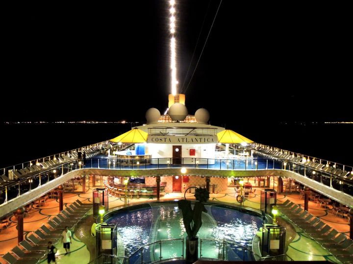 Costa Atlantica deck at night