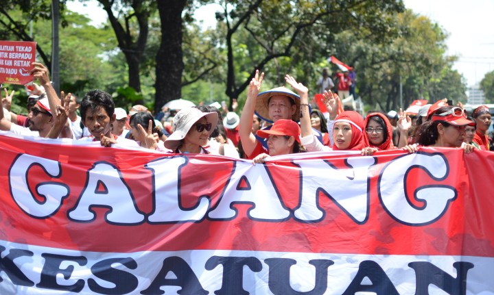 Peace rally in Jakarta, 19 November 2016, calls for national unity.